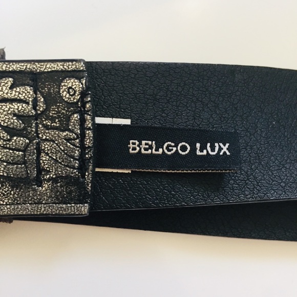 BELGO LUX Metallic Black Silver Floral Belt - Picture 6 of 16